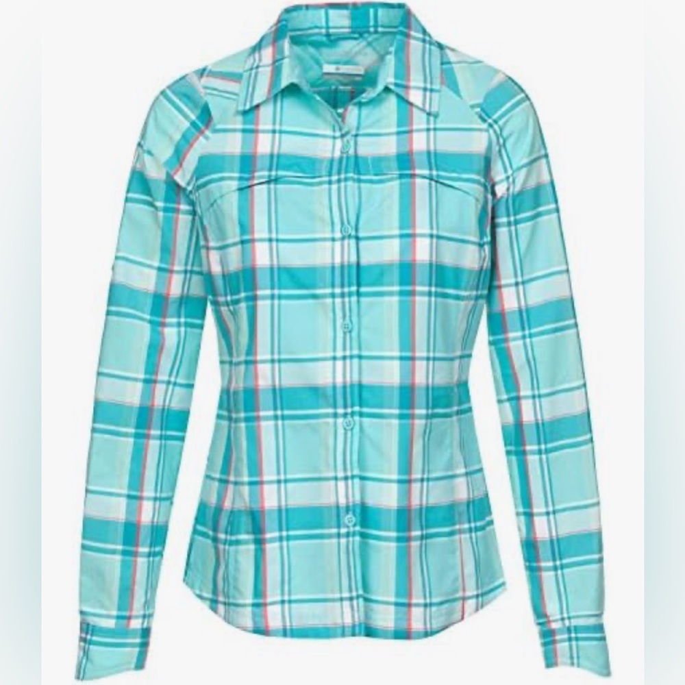 Columbia Omni Shade Women’s Long Sleeve Roll Up Sleeve Button Down. Size M
